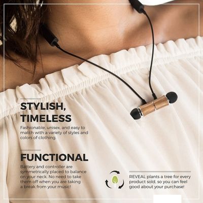 Bamboo Bluetooth Wireless Earbuds - Necklace Style